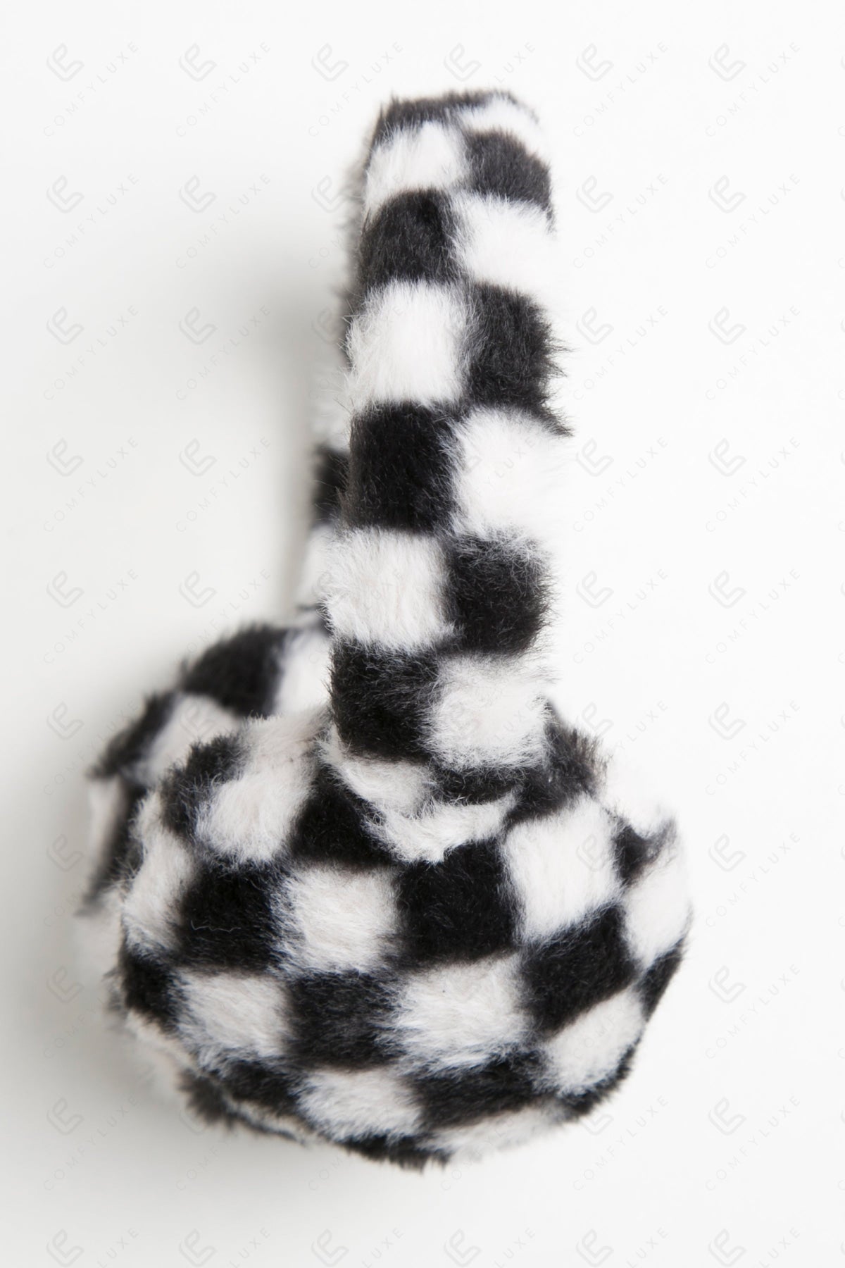 CHECKERED PATTERN EAR MUFFS WHITE EAR MUFFS