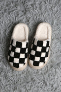 CHECKERED PATTERN PLATFORM SLIPPERS BLACK / M/L SLIPPERS/SLIDES