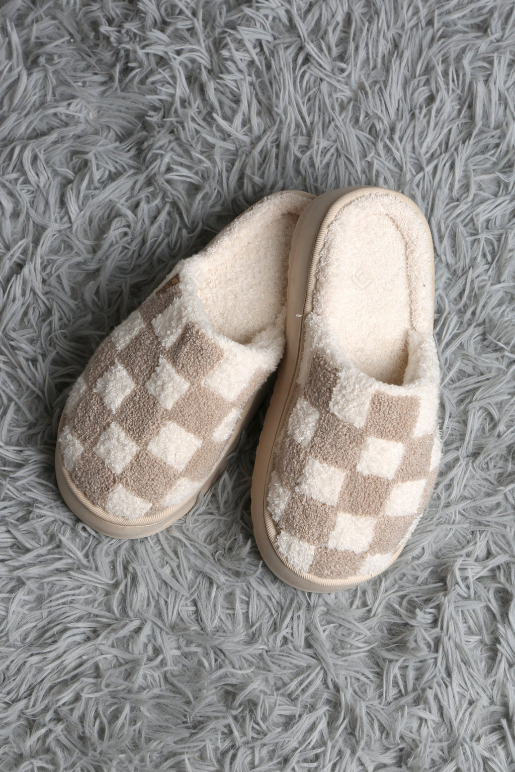 CHECKERED PATTERN PLATFORM SLIPPERS SLIPPERS/SLIDES