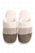COLOR-BLOCKED PATTERN SLIPPERS BROWN / M/L SLIPPERS/SLIDES