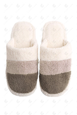 COLOR-BLOCKED PATTERN SLIPPERS BROWN / M/L SLIPPERS/SLIDES