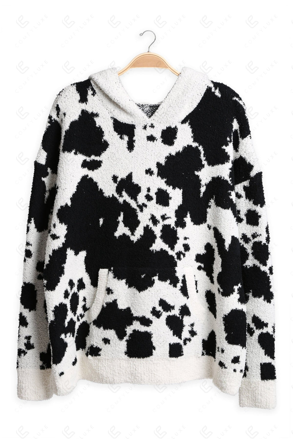 COW PATTERN HOODIE BLACK APPAREL