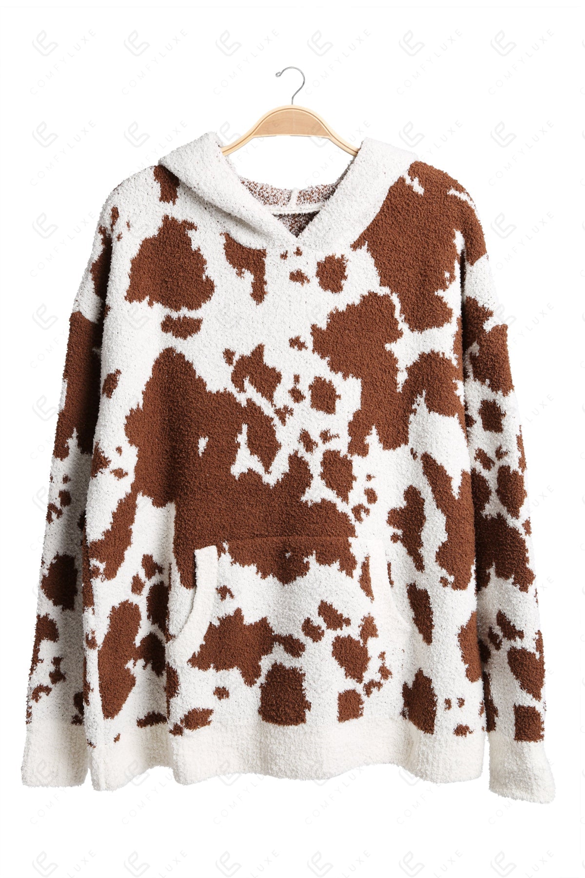 COW PATTERN HOODIE COFFEE APPAREL