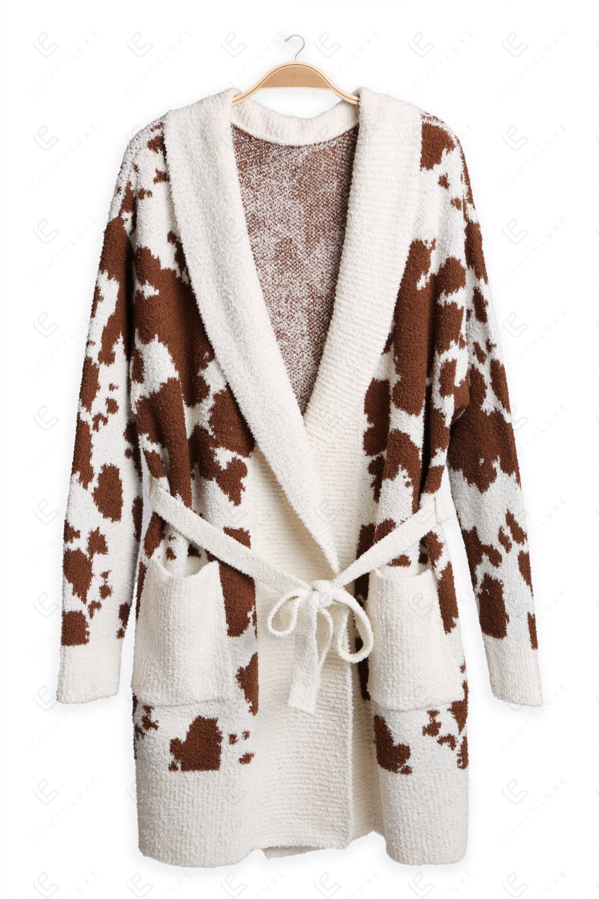 COW PATTERN ROBE COFFEE APPAREL