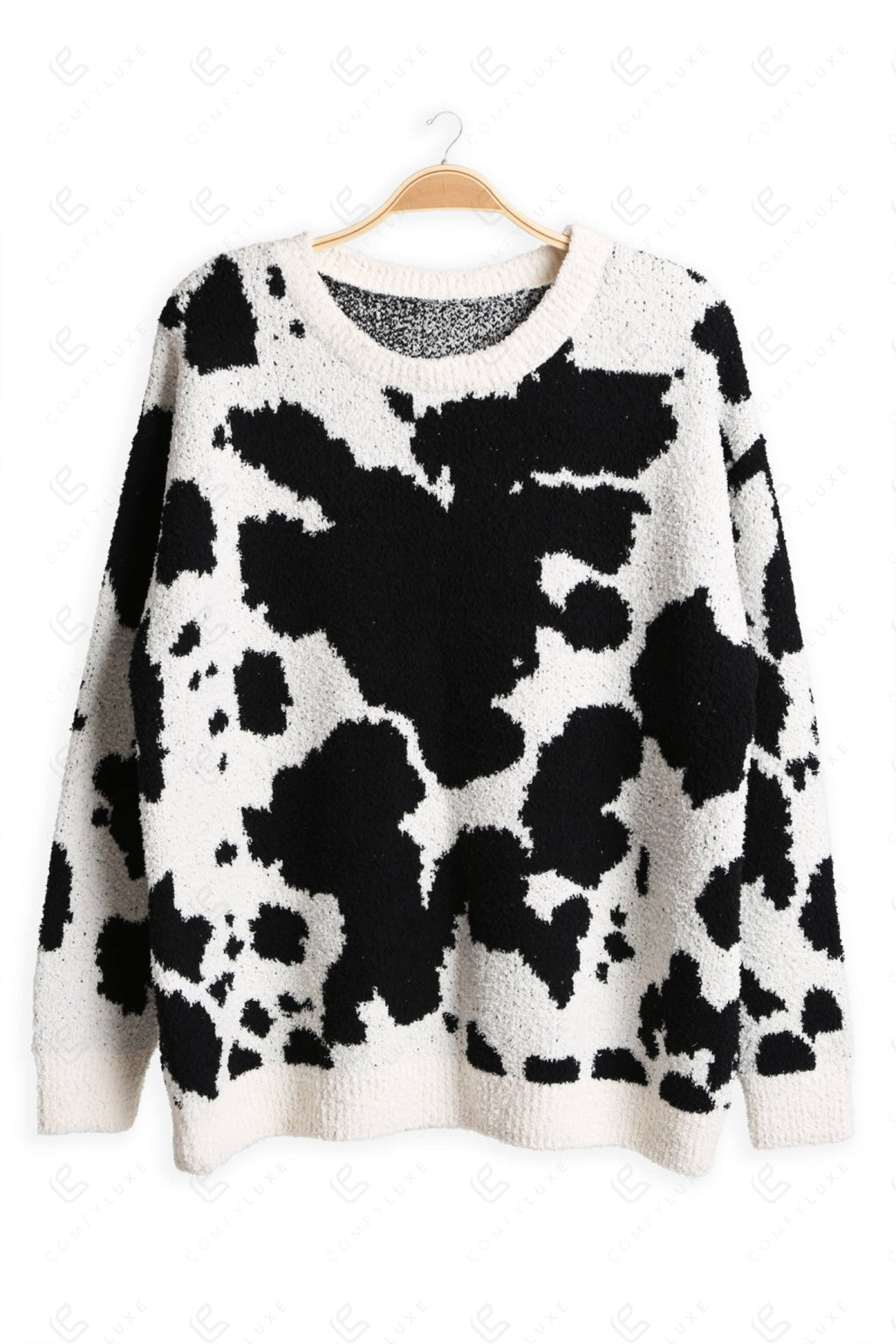 COW PATTERN SWEATER BLACK APPAREL