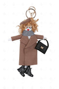 DOLL IN COAT KEYCHAIN/BAG CHARM CAMEL KEYCHAINS