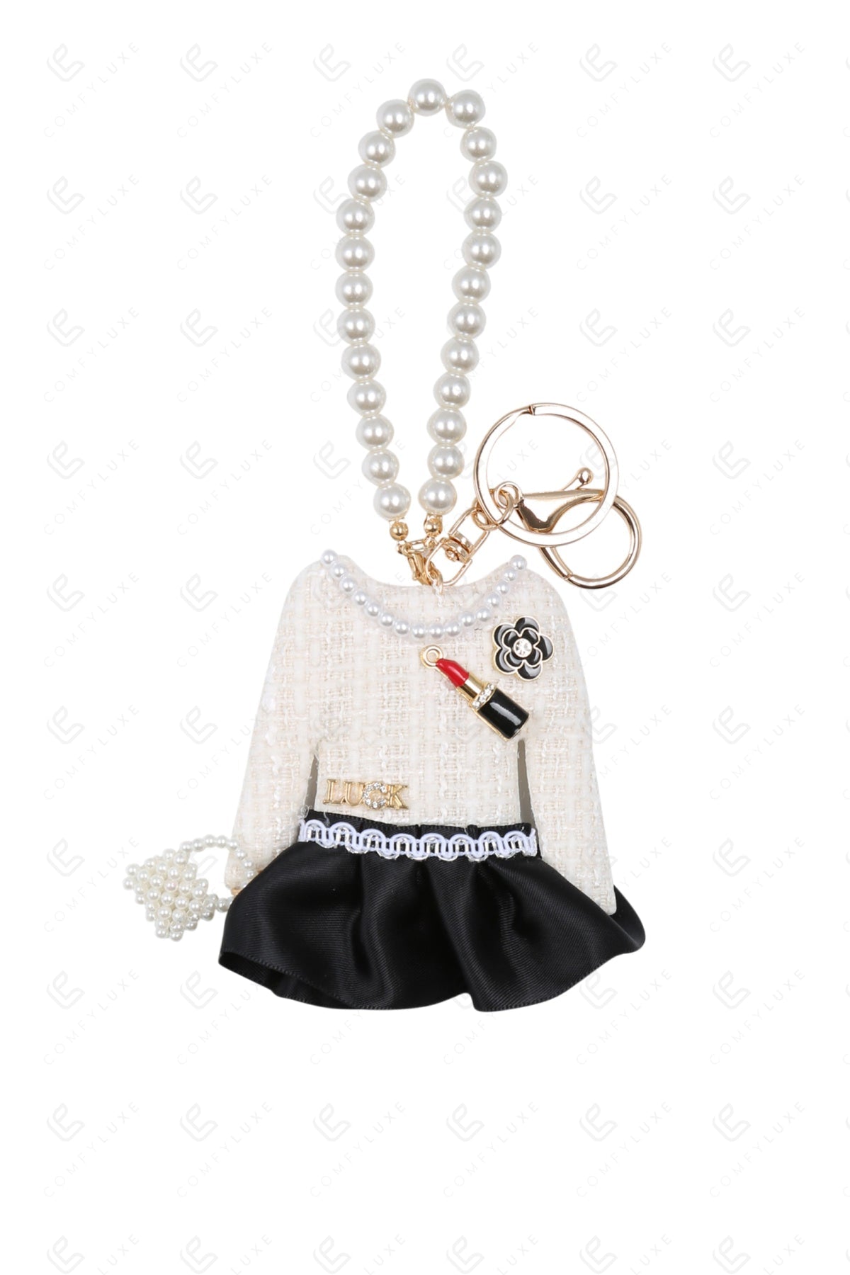 DRESS KEYCHAIN/BAG CHARM WHITE KEYCHAINS