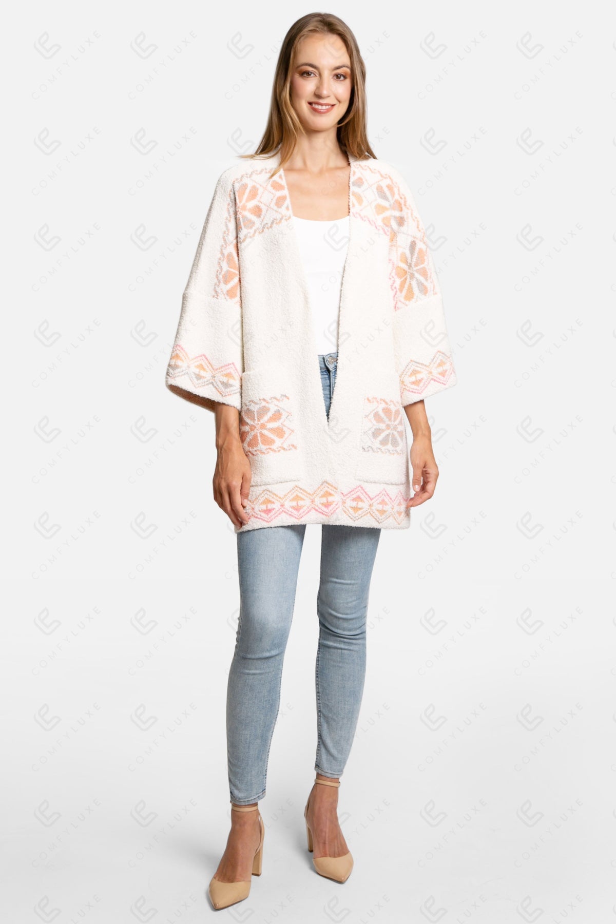 FLORAL & GEOMETRIC PATTERN CARDIGAN APPAREL