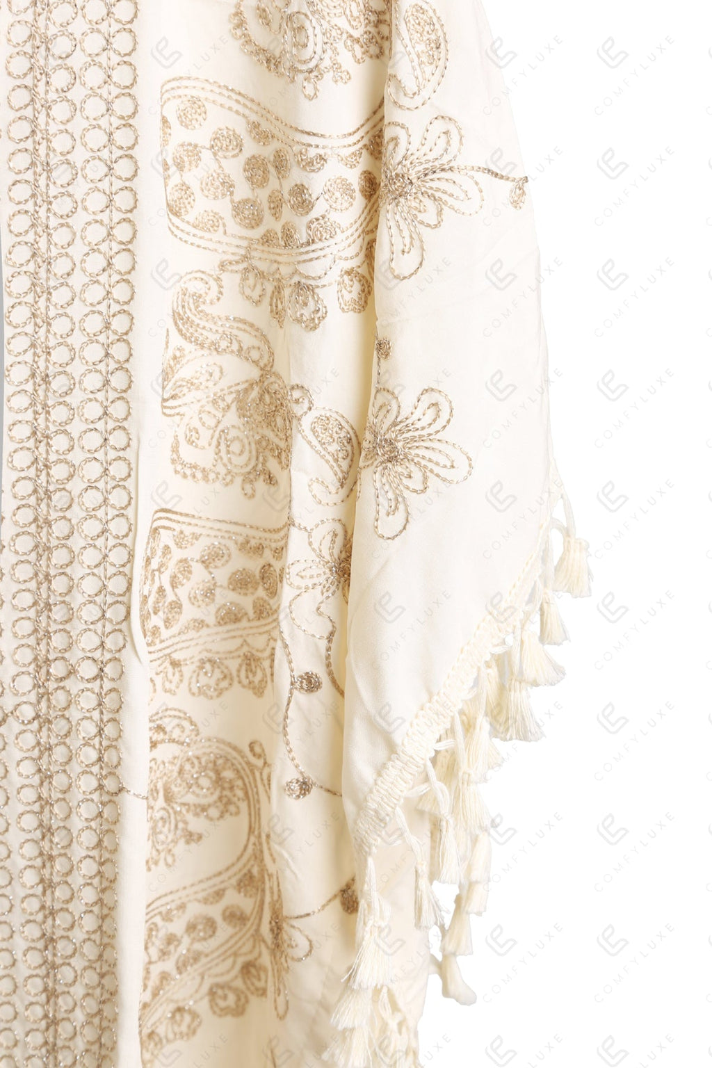 PAISLEY & FLORAL PATTERN EMBROIDERED COVER-UP PONCHO APPAREL