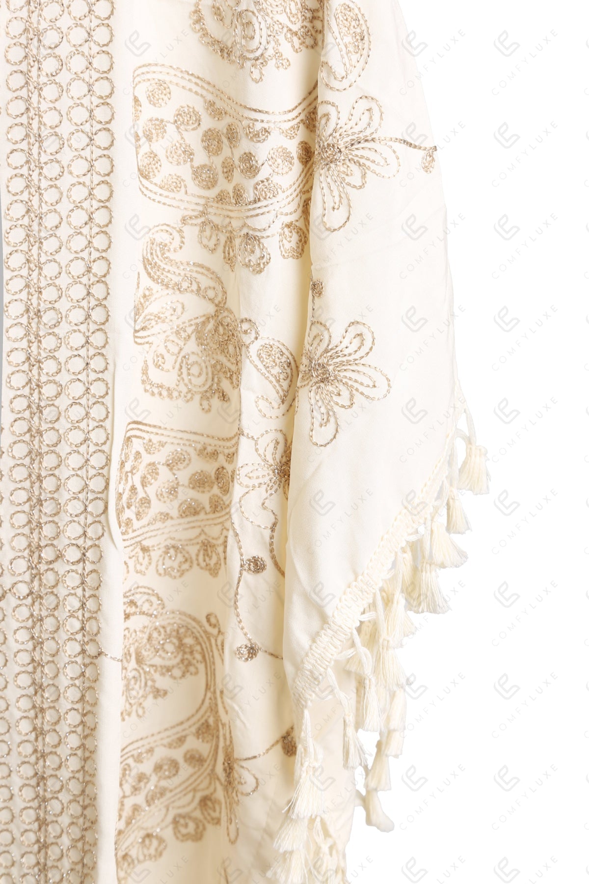 PAISLEY & FLORAL PATTERN EMBROIDERED COVER-UP PONCHO APPAREL