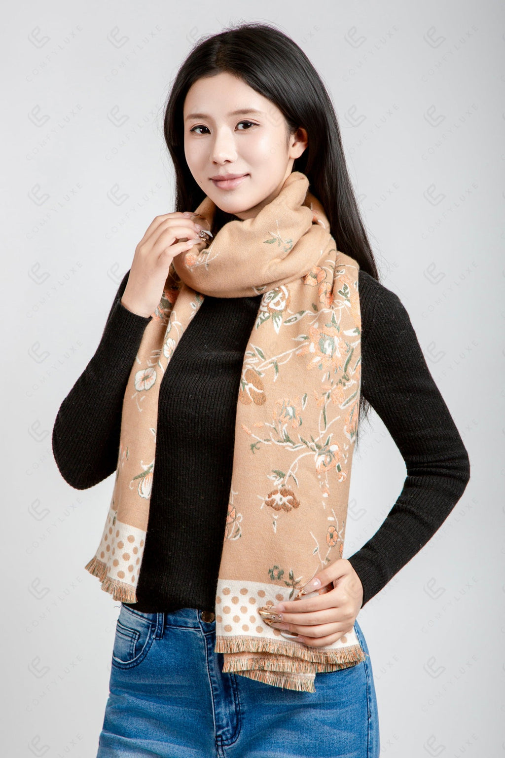 FLORAL & POLKA DOT PATTERN SCARF SCARVES