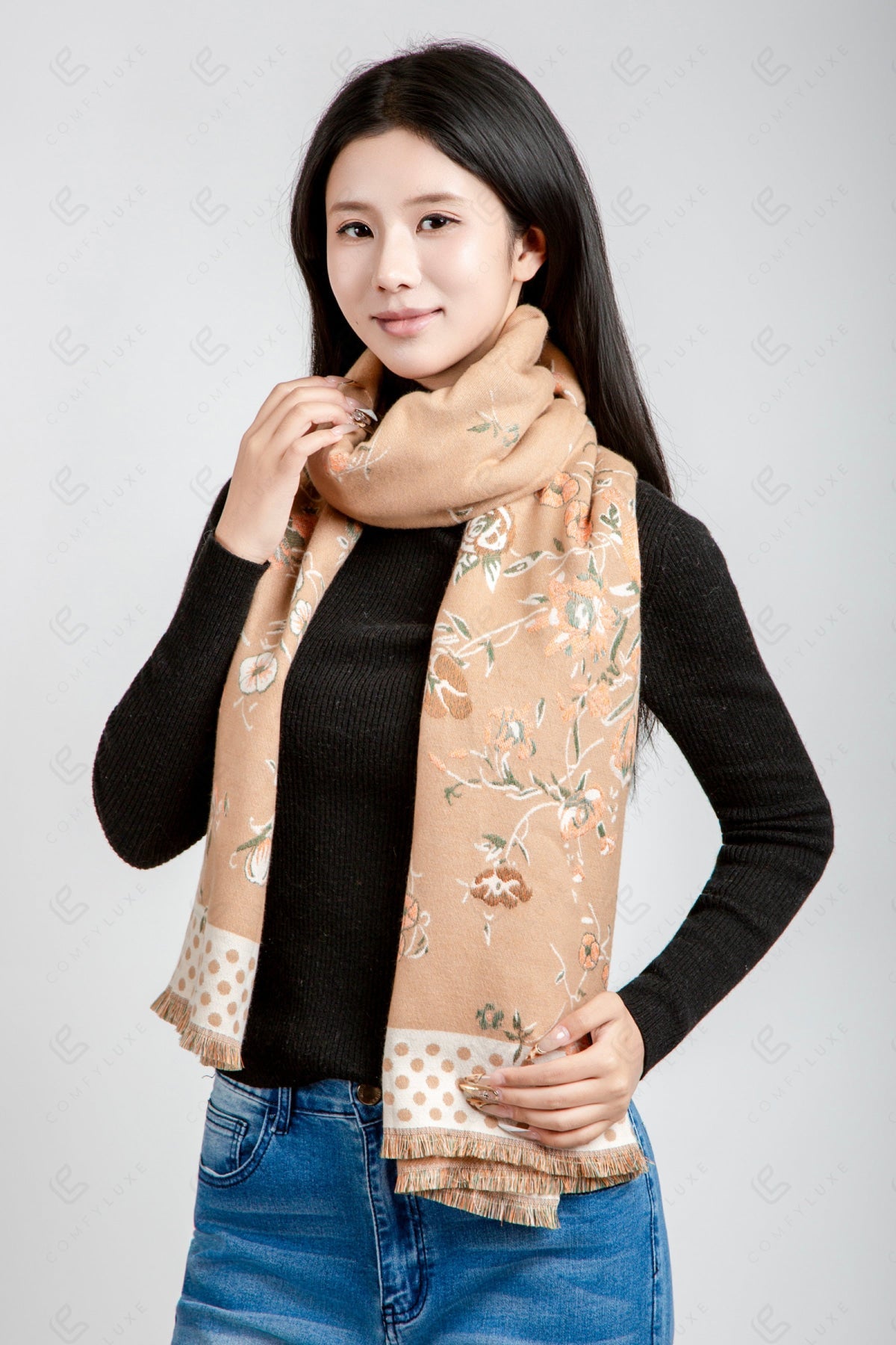 FLORAL & POLKA DOT PATTERN SCARF SCARVES