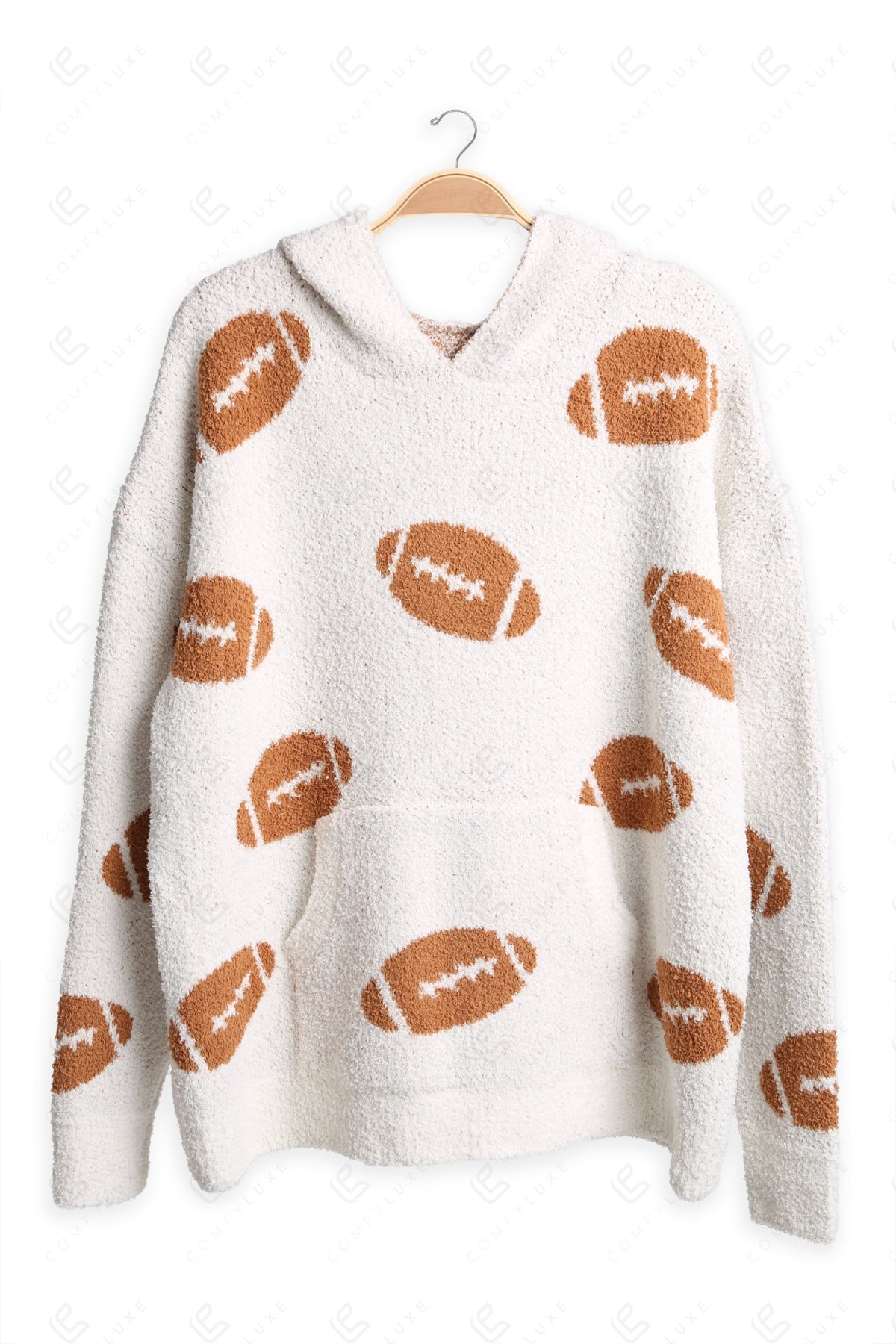 FOOTBALL PATTERN HOODIE BROWN APPAREL