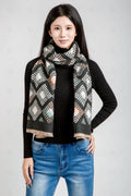 GEOMETRIC PATTERN SCARF BLACK SCARVES