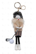 GOLFING DOLL KEYCHAIN/BAG CHARM BEIGE KEYCHAINS