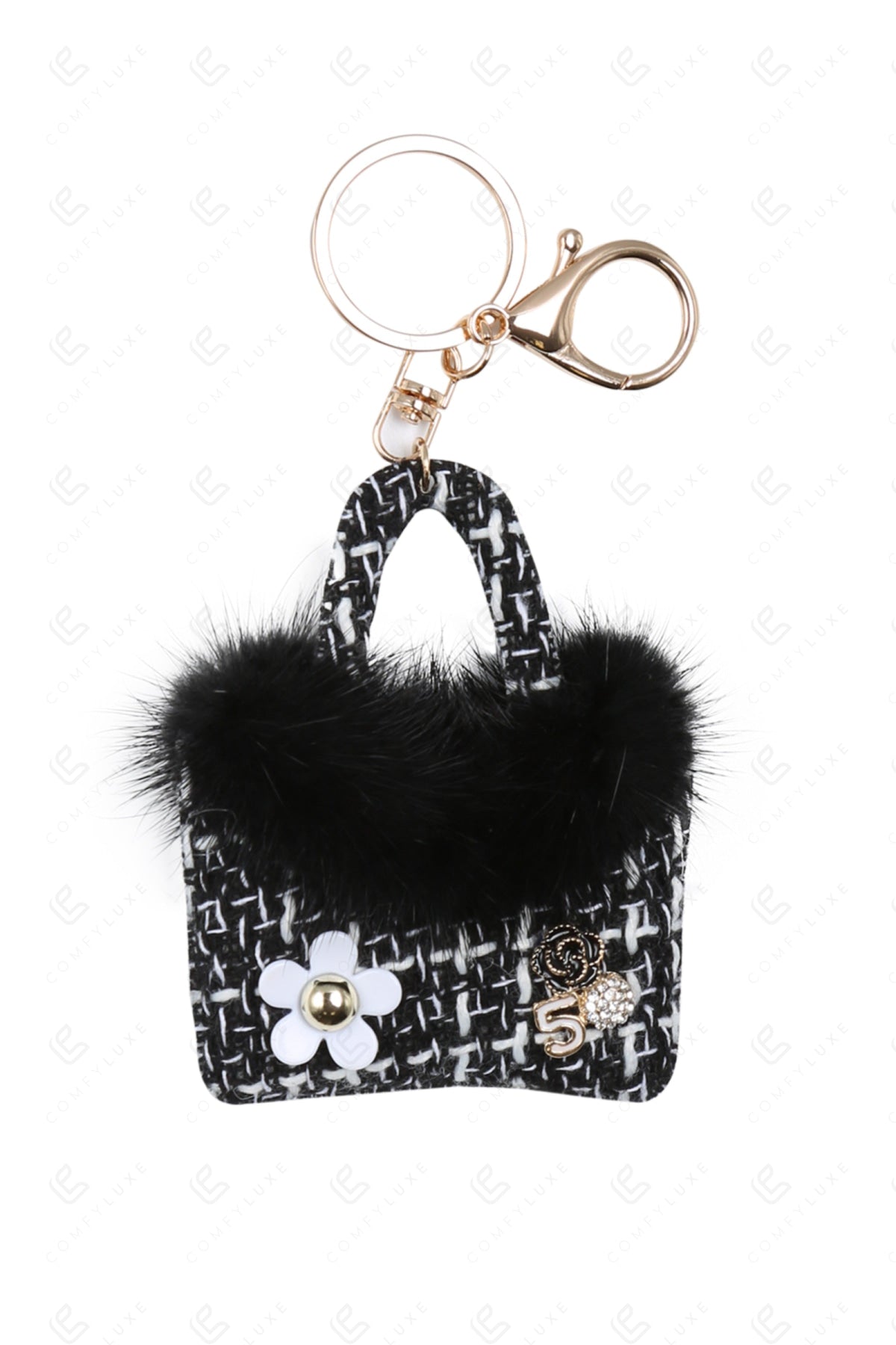 PURSE KEYCHAIN/BAG CHARM BLACK KEYCHAINS
