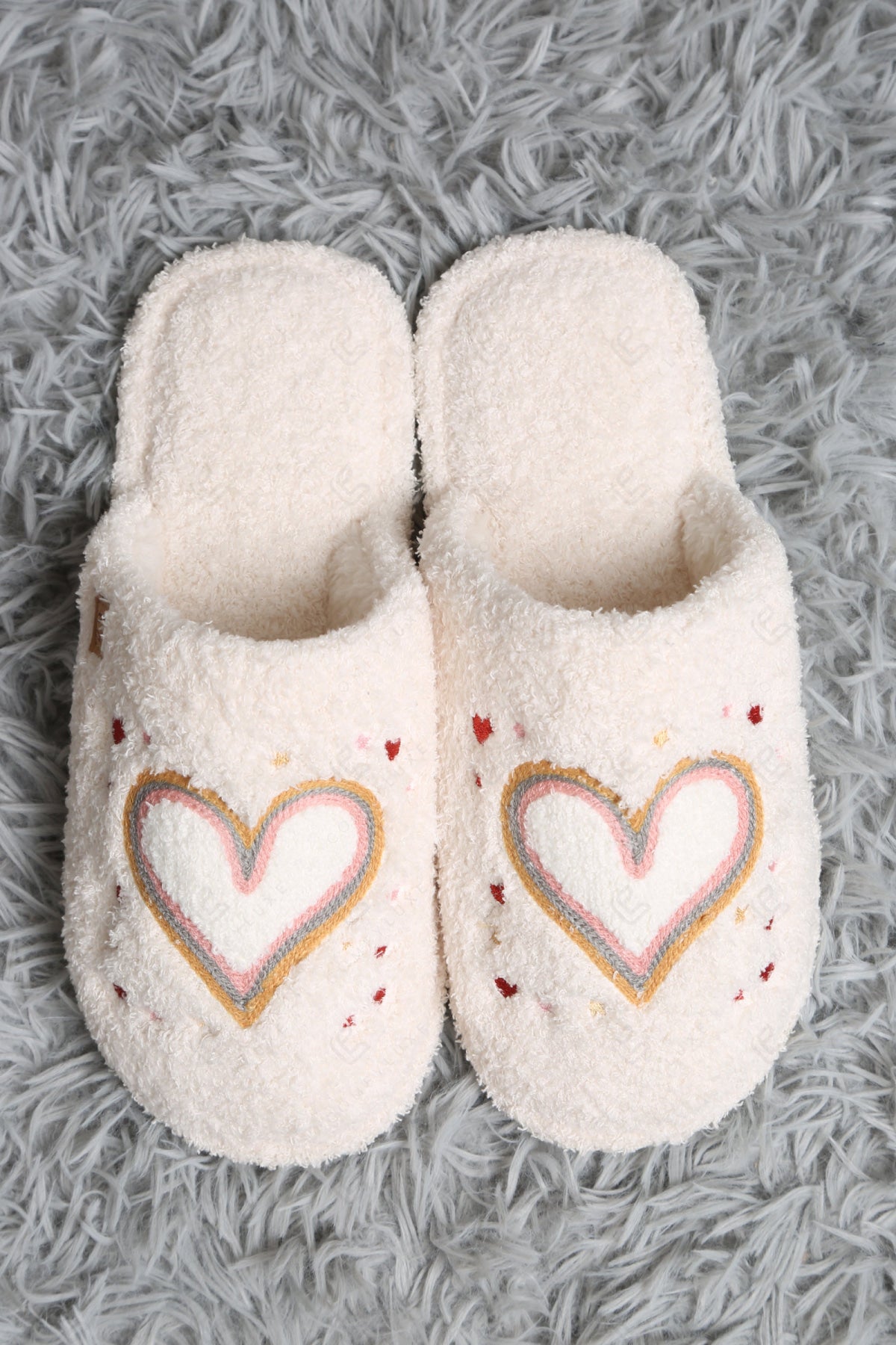 HOPE & HEARTS PATTERN SLIPPERS SLIPPERS/SLIDES