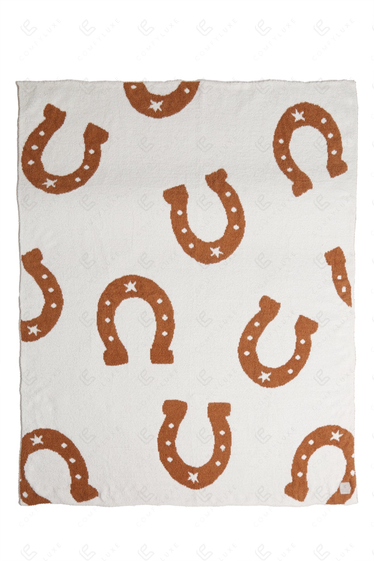 HORSESHOE PATTERN THROW BLANKET BROWN THROW BLANKETS