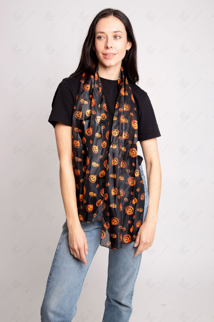JACK-O-LANTERN PATTERN SCARF HALLOWEEN-PUMPKIN SCARVES
