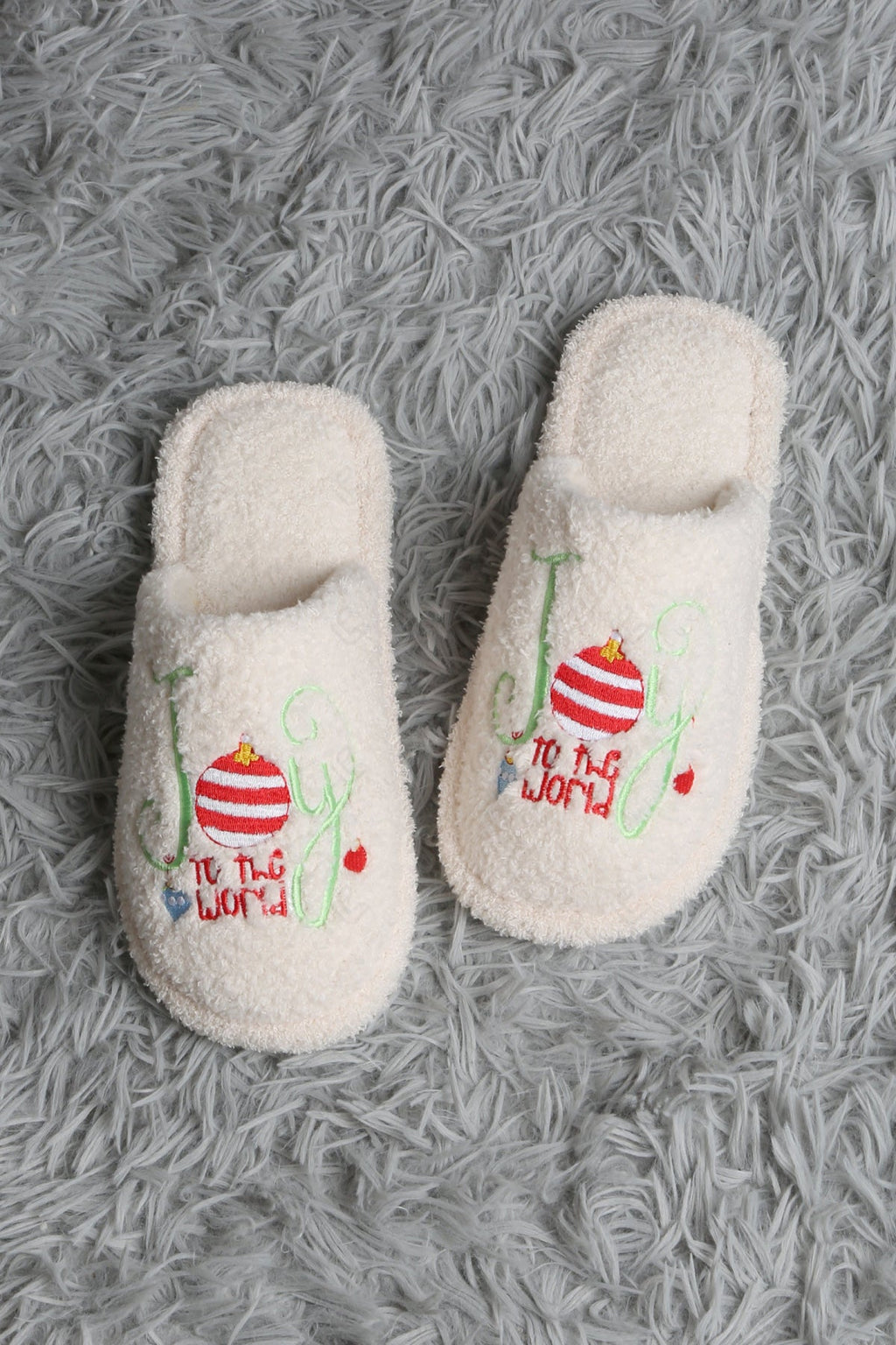 JOY & ORNAMENT CHRISTMAS PATTERN SLIPPERS 01 / M/L SLIPPERS/SLIDES