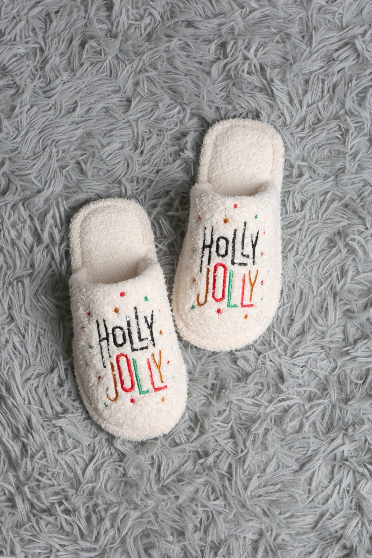 JOY & ORNAMENT CHRISTMAS PATTERN SLIPPERS 03 / M/L SLIPPERS/SLIDES