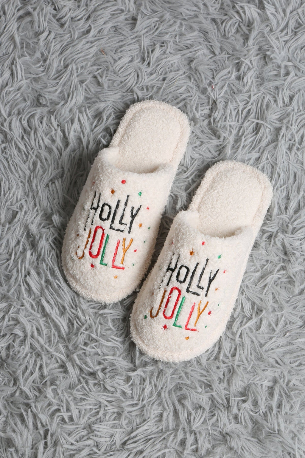 JOY & ORNAMENT CHRISTMAS PATTERN SLIPPERS SLIPPERS/SLIDES