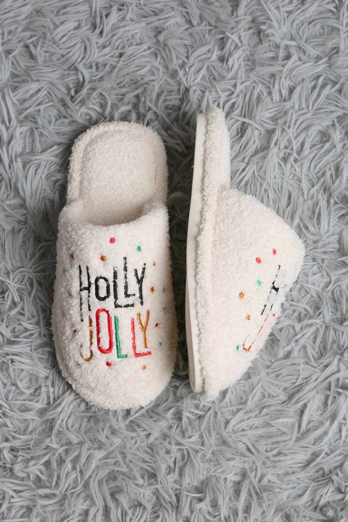 JOY & ORNAMENT CHRISTMAS PATTERN SLIPPERS SLIPPERS/SLIDES