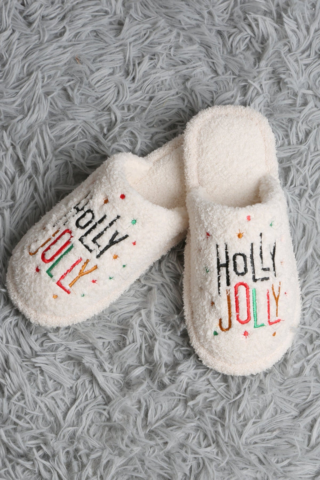 JOY & ORNAMENT CHRISTMAS PATTERN SLIPPERS SLIPPERS/SLIDES