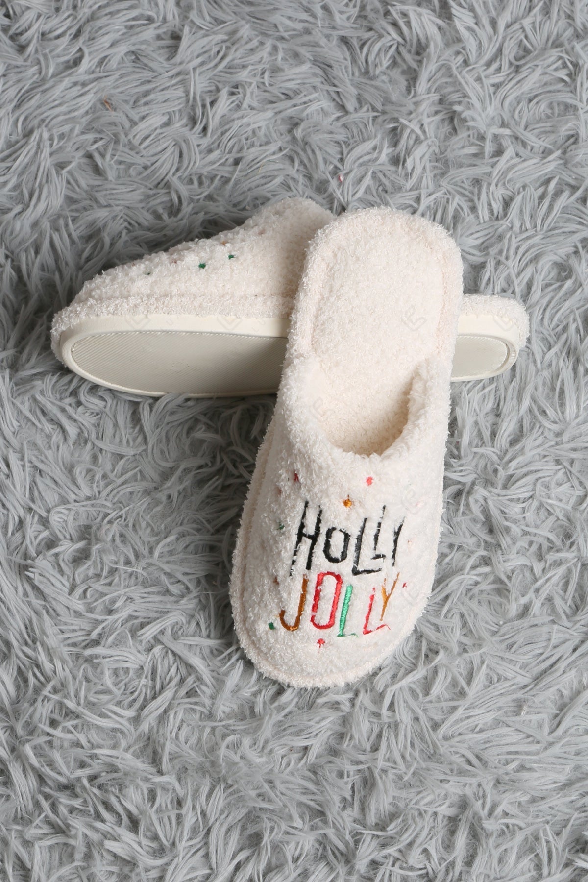 JOY & ORNAMENT CHRISTMAS PATTERN SLIPPERS SLIPPERS/SLIDES