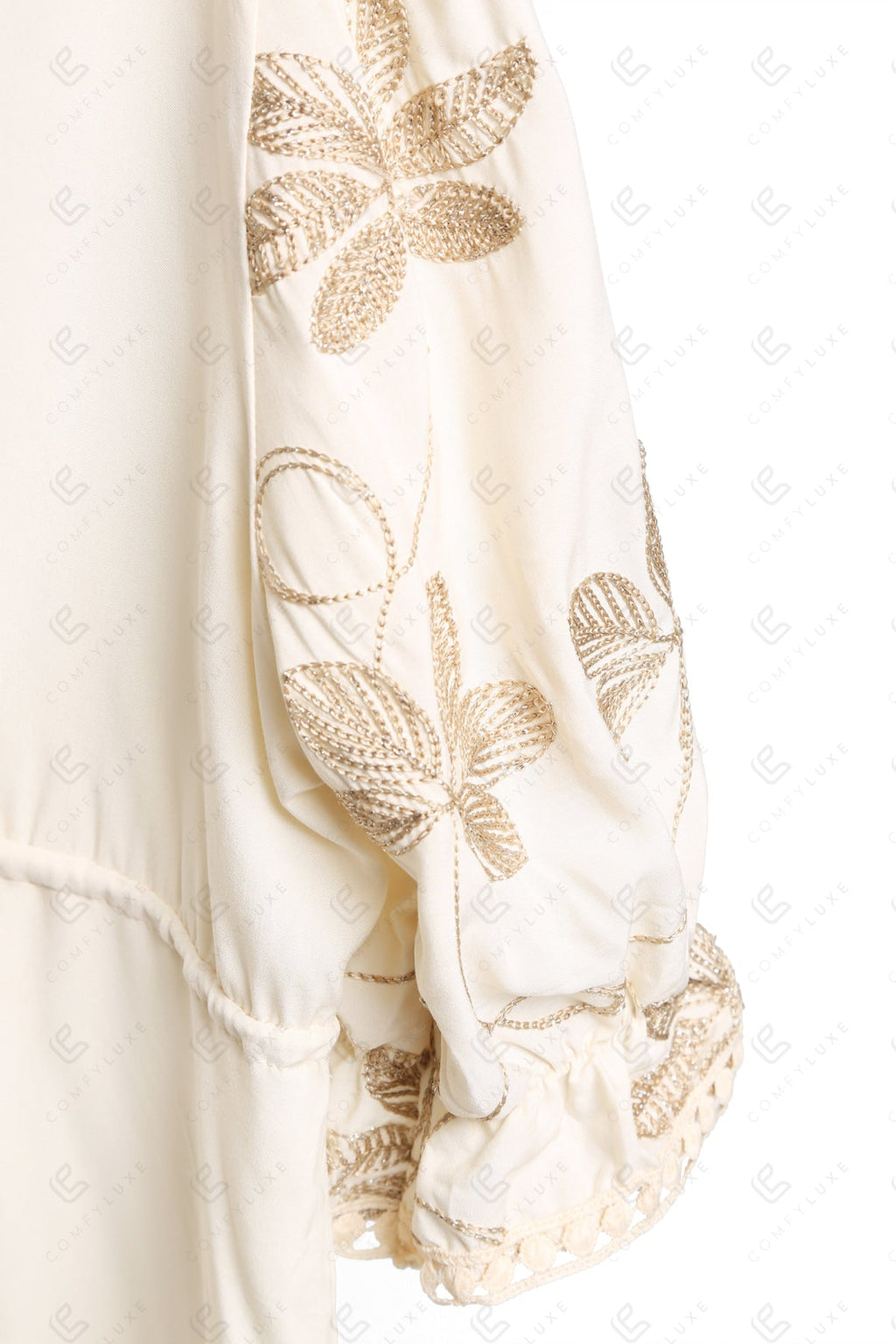 LEAF PATTERN EMBROIDERED COVER-UP DRESS APPAREL