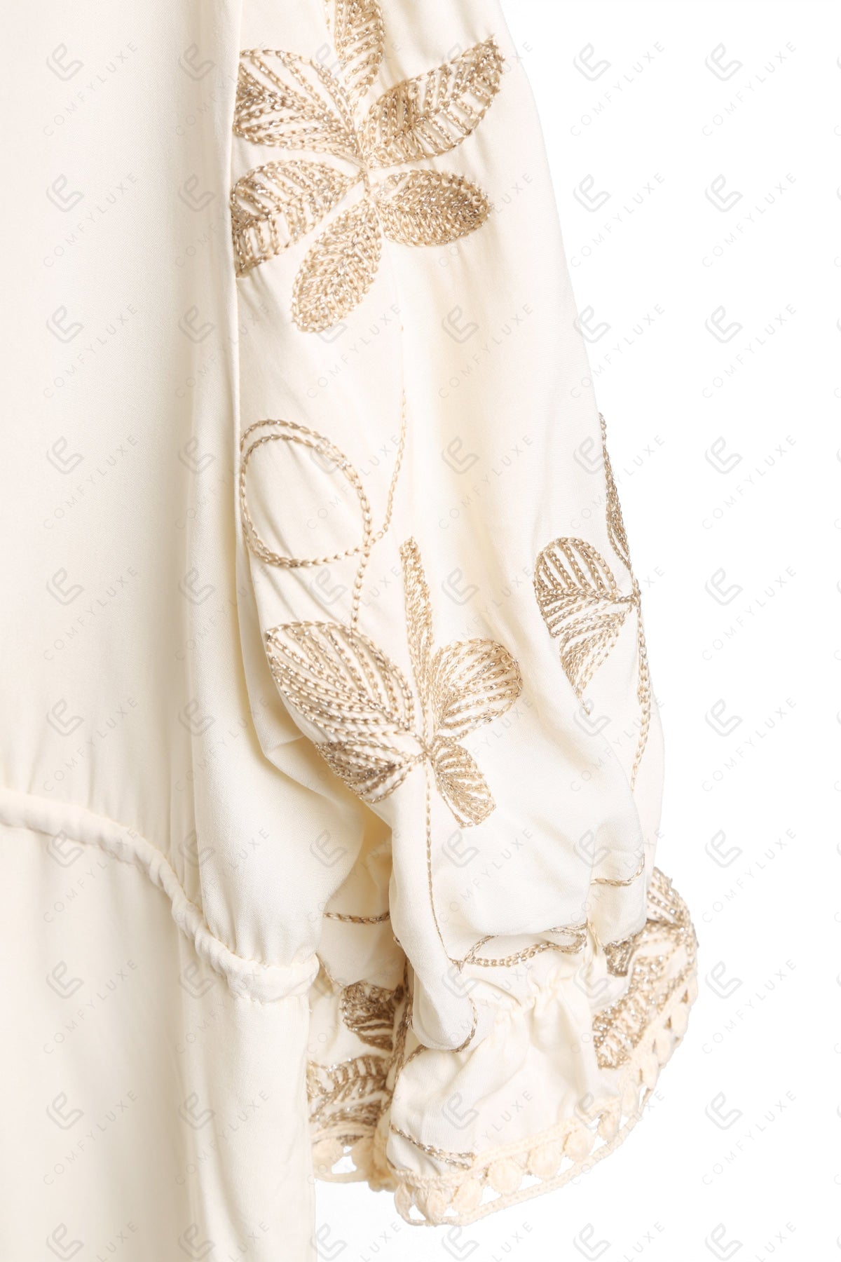 LEAF PATTERN EMBROIDERED COVER-UP DRESS APPAREL