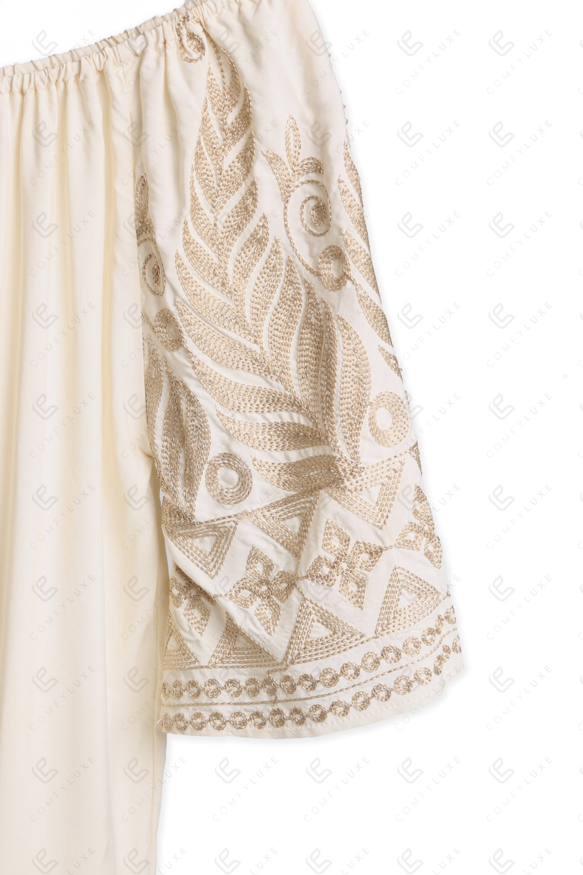 LEAF PATTERN EMBROIDERED COVER-UP DRESS APPAREL