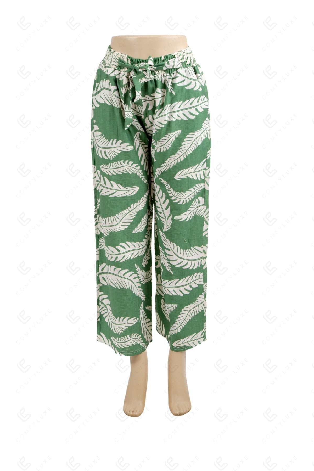 LEAF PATTERN PANTS GREEN APPAREL
