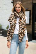 LEOPARD PATTERN SCARF BROWN SCARVES