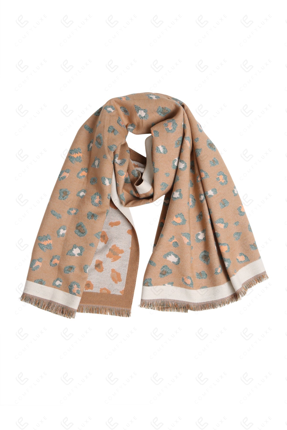 LEOPARD PATTERN SCARF BEIGE SCARVES