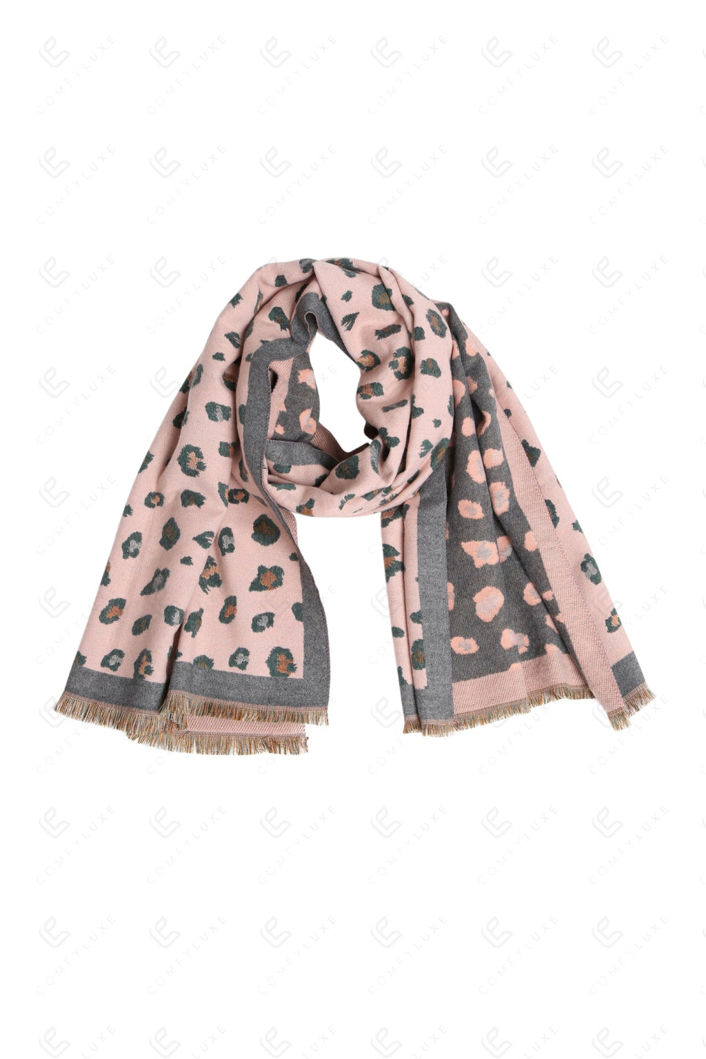 LEOPARD PATTERN SCARF PINK SCARVES