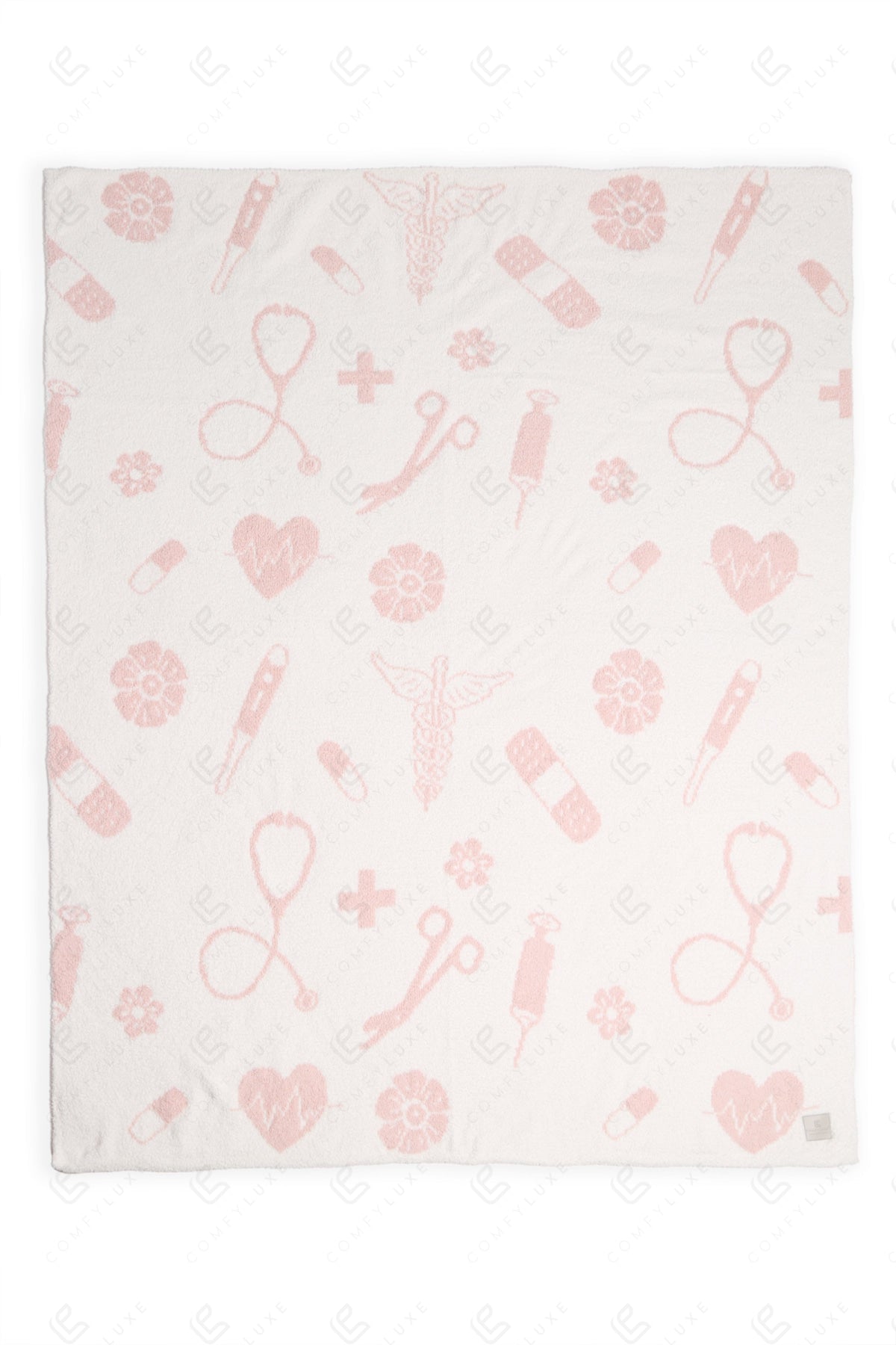 HOPSITAL PATTERN THROW BLANKET PINK THROW BLANKETS