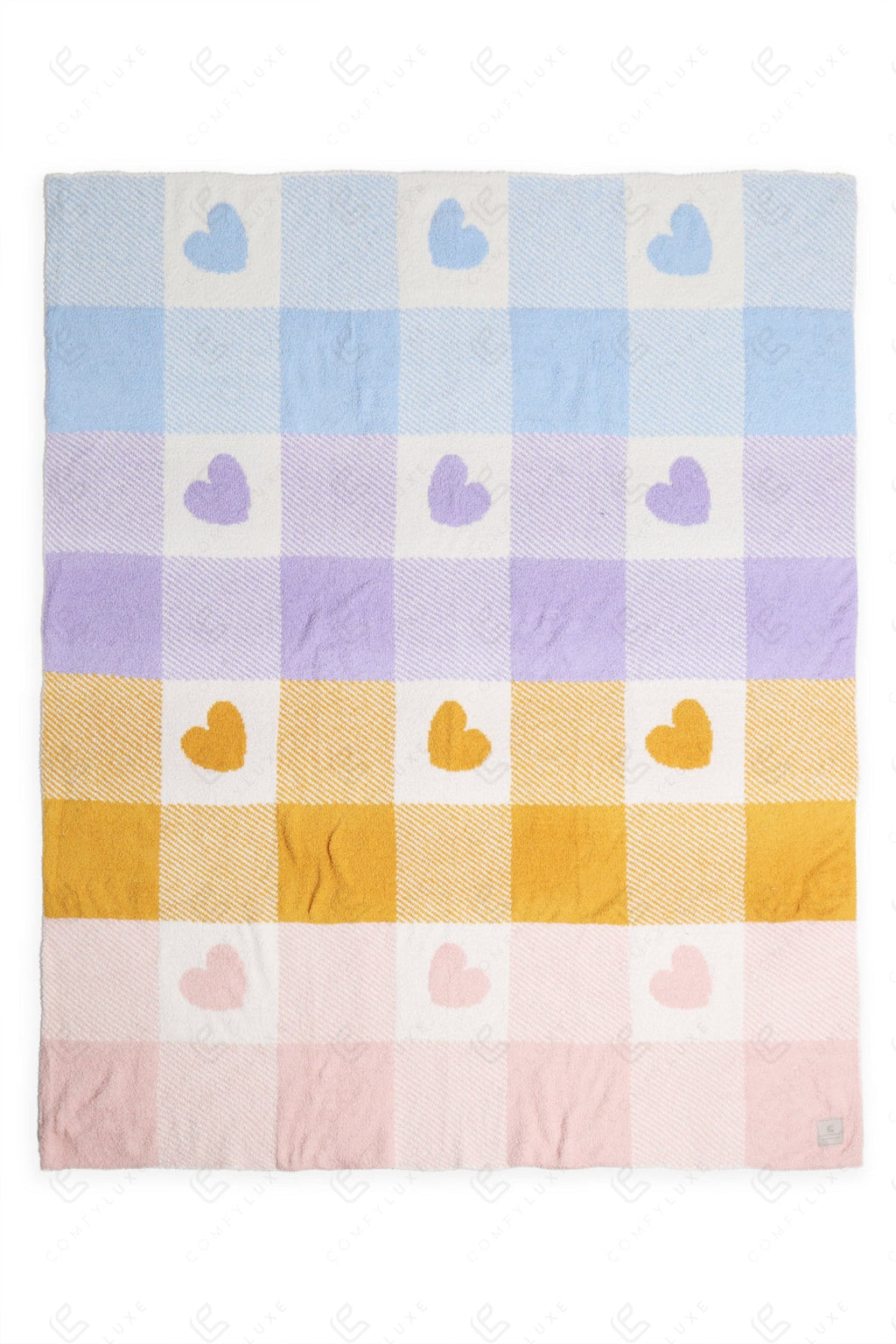 MULTI-COLORED CHECKERED & HEART PATTERN THROW BLANKET MULTI THROW BLANKETS