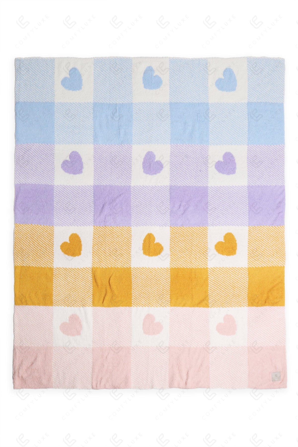 MULTI-COLORED CHECKERED & HEART PATTERN THROW BLANKET MULTI THROW BLANKETS