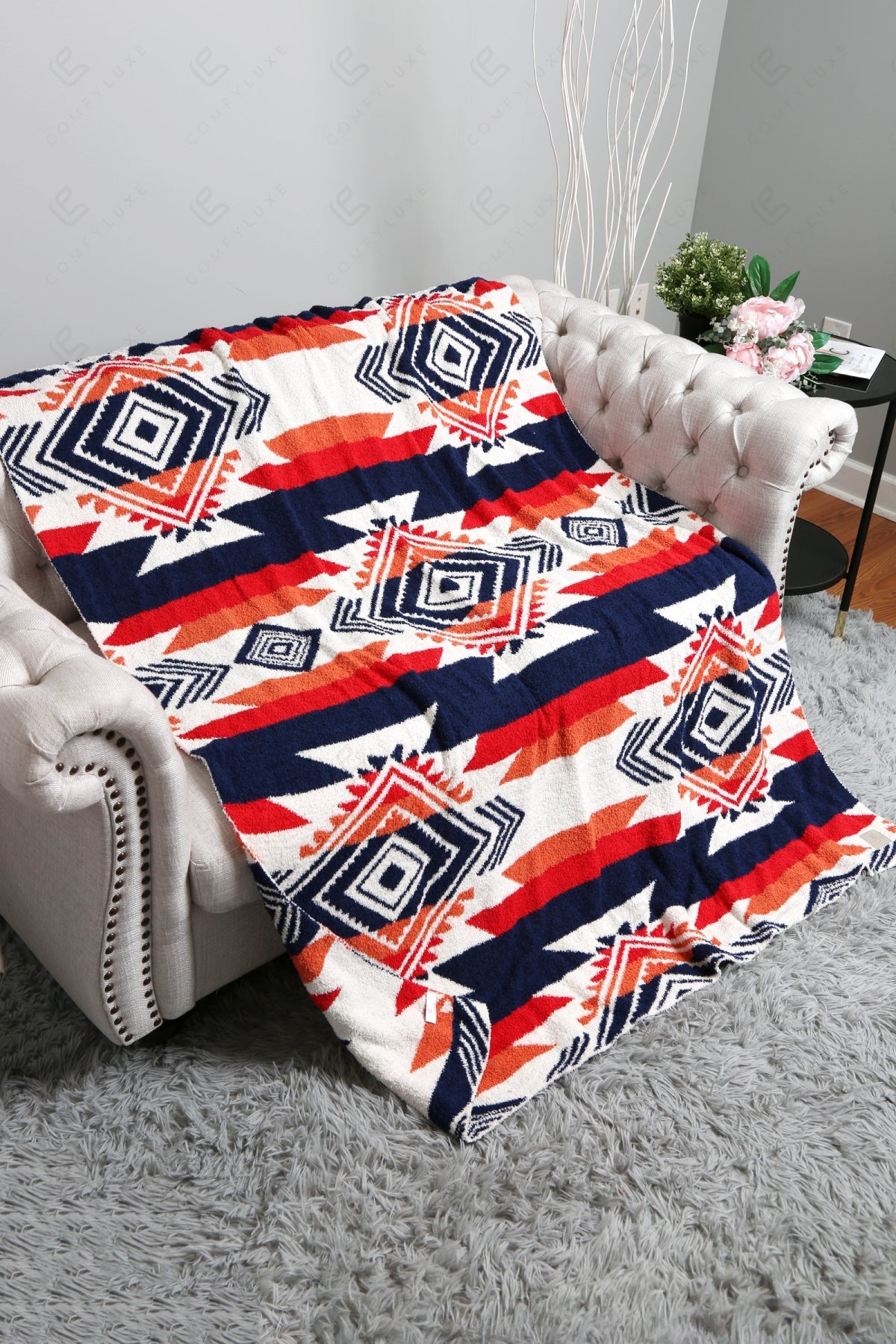 MULTI-COLORED TRIBAL PATTERN THROW BLANKET 01 THROW BLANKETS
