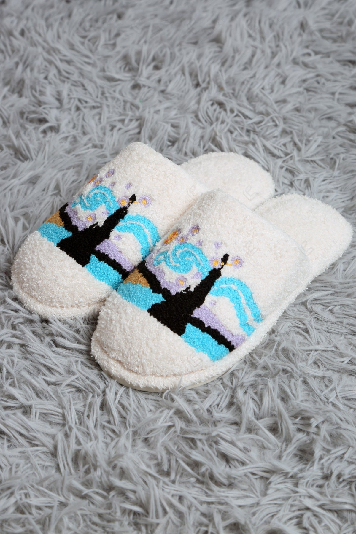 PAINTING-INSPIRED PATTERN SLIPPERS SLIPPERS/SLIDES