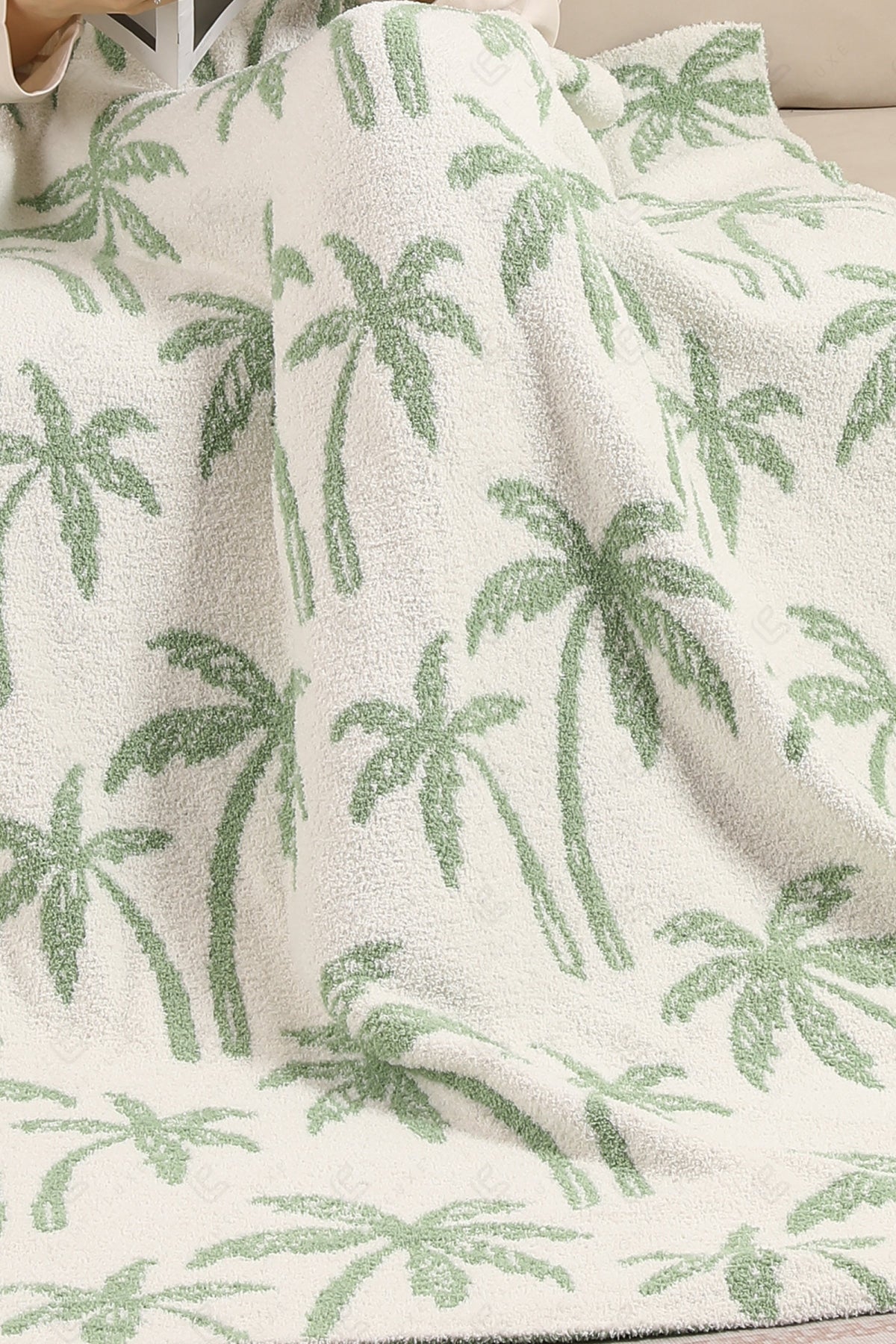 PALM TREE PATTERN THROW BLANKET GREEN THROW BLANKETS