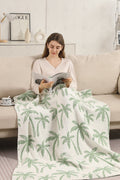PALM TREE PATTERN THROW BLANKET GREEN THROW BLANKETS