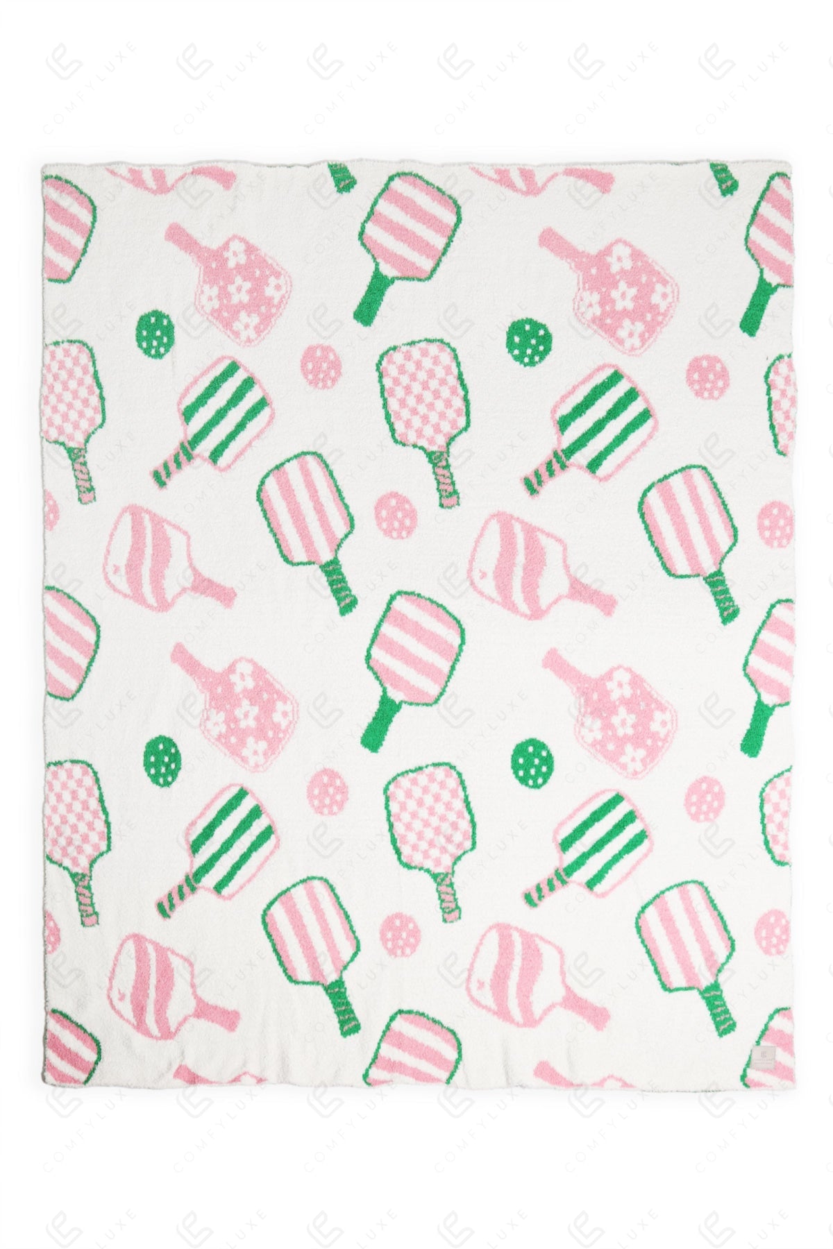 PICKLEBALL PATTERN THROW BLANKET PINK/GREEN THROW BLANKETS