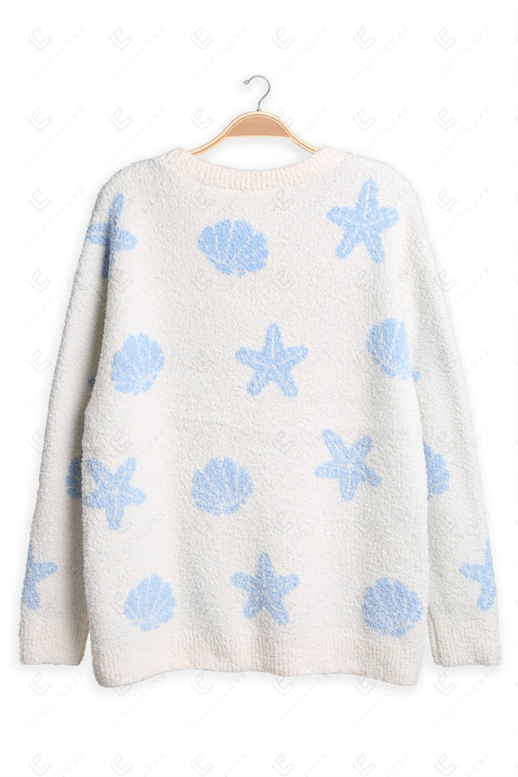 SEASHELL & STARFISH PATTERN SWEATER BLUE APPAREL