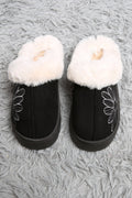 SOLID COLOR & FLORAL PATTERN MULE SLIPPERS BLACK SLIPPERS/SLIDES