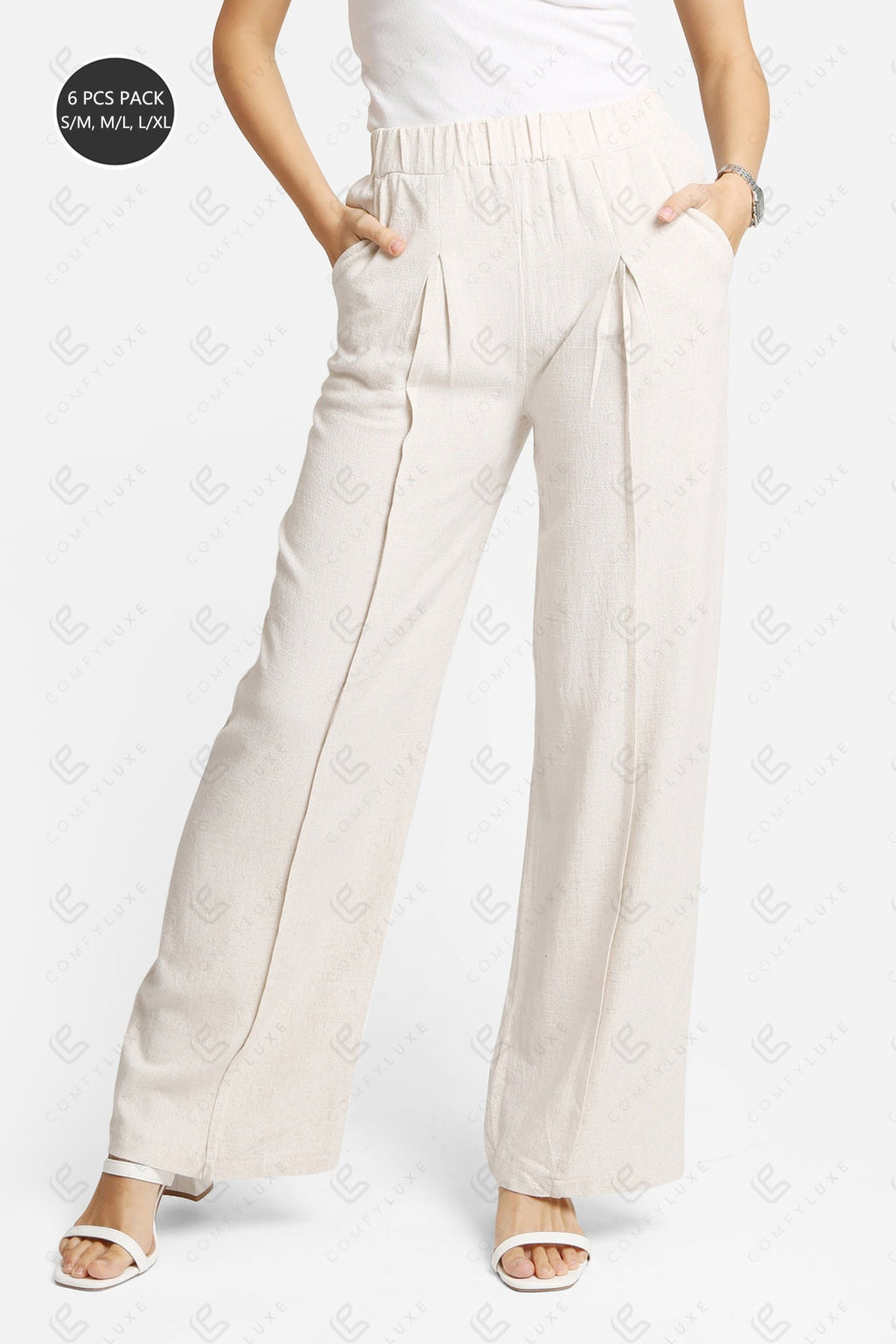 SOLID COLOR PANTS BEIGE APPAREL