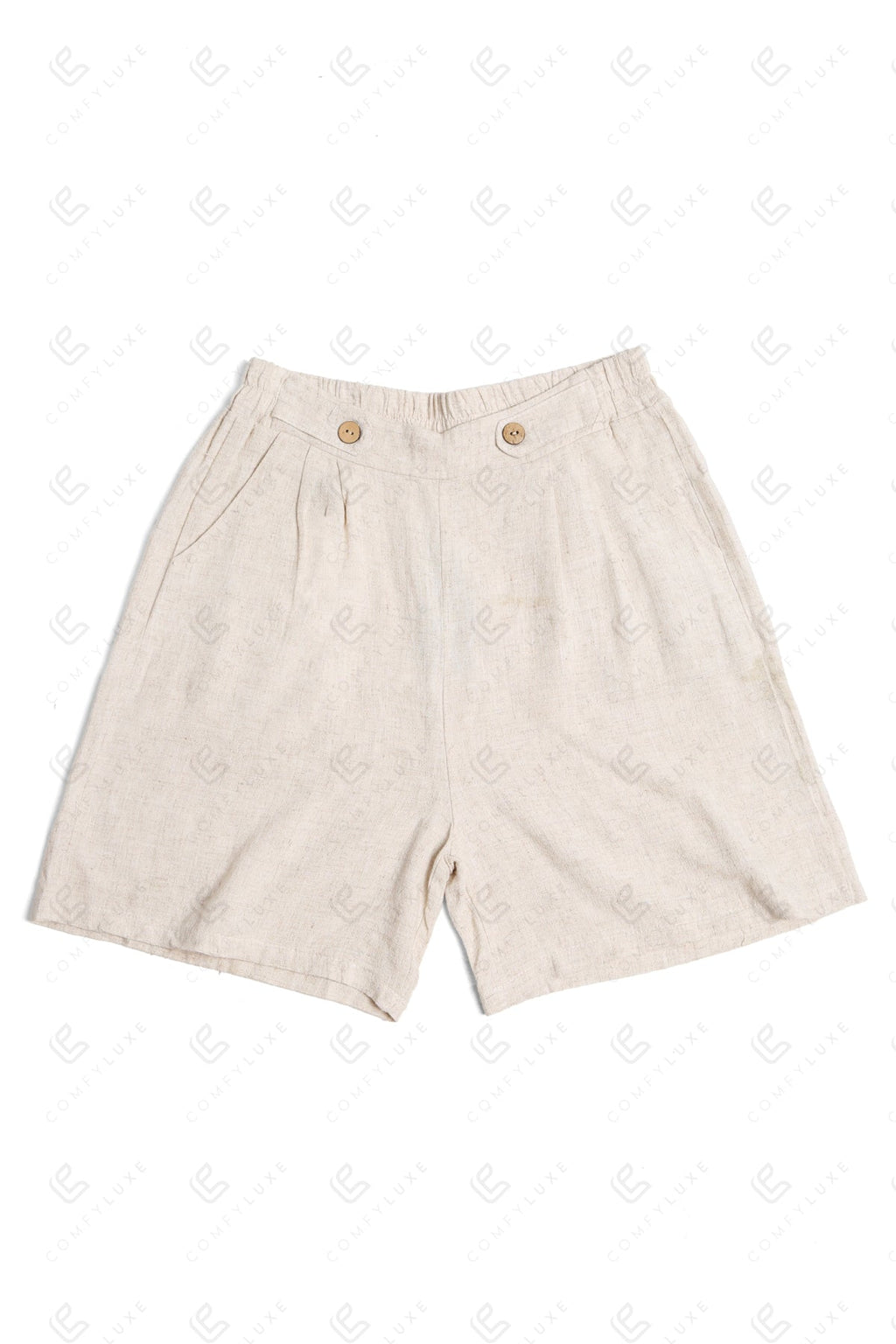 SOLID COLOR LINEN SHORTS BEIGE APPAREL
