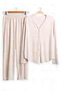Solid Color Loungewear Sets BEIGE APPAREL