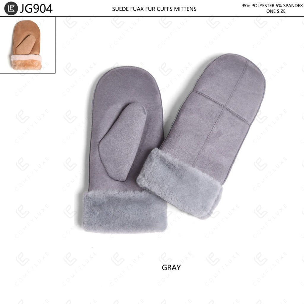 SOLID COLOR MITTENS GRAY GLOVES